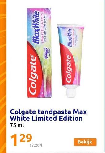Action Colgate tandpasta max white limited edition aanbieding