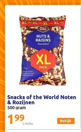 Action Snacks of the world noten & rozijnen aanbieding