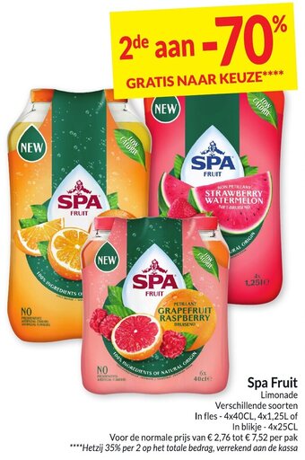 Intermarché Spa Fruit Limonade Verschillende Soorten aanbieding