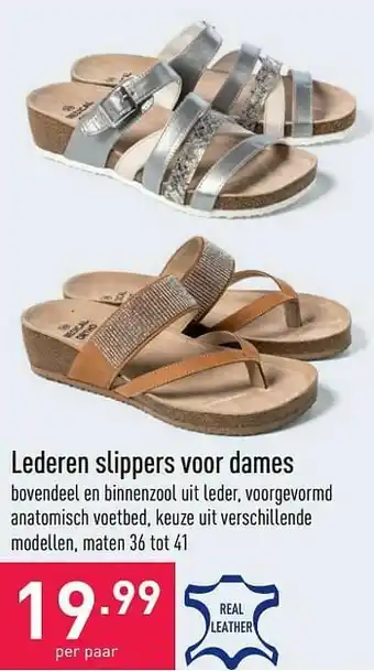 ALDI Lederen slippers voor dames aanbieding
