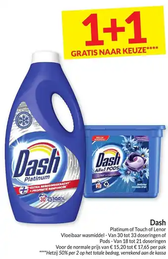 Intermarché Dash Platinum of Touch of Lenor Vloeibaar Wasmiddel of Pods aanbieding