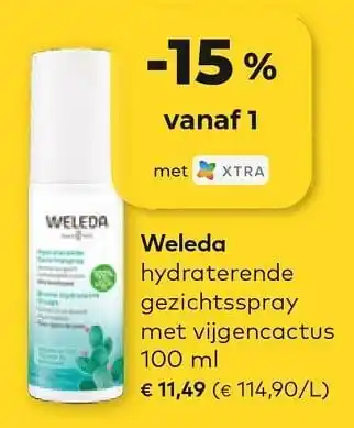 Bio Planet Weleda hydraterende gezichtsspray met vijgencactus 100ml aanbieding