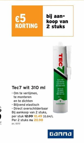 GAMMA Tec7 wit 310ml aanbieding