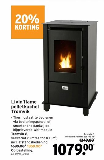 GAMMA Livin'flame pelletkachel tromvik aanbieding