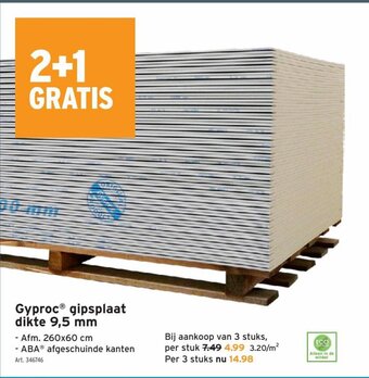 GAMMA Gyproc gipsplaat dikte 9,5mm aanbieding