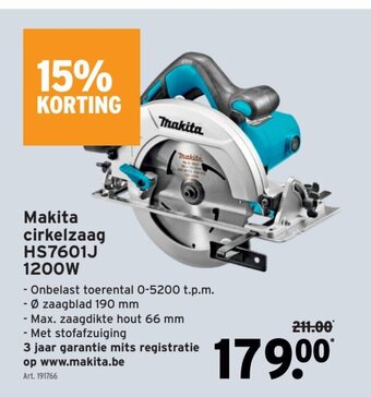 GAMMA Makita cirkelzaag HS7601J 1200W aanbieding
