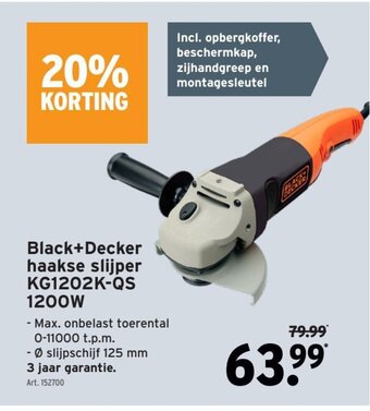 GAMMA Black+Decker haakse slijper KG1202K-QS 1200W aanbieding