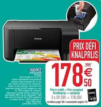Cora Epson imprimante printer ecotank 2711-2710 aanbieding
