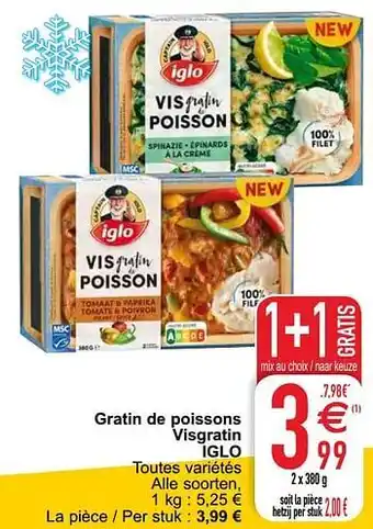 Cora Gratin de poissons visgratin iglo 380g aanbieding