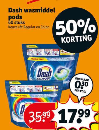 Kruidvat Dash wasmiddel pods 60 stuks aanbieding