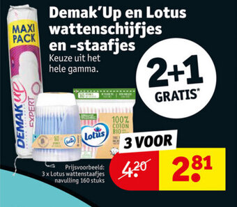 Kruidvat Demak'up en lotus wattenschijfjes en -staafjes aanbieding