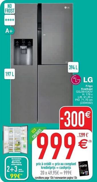 Lg frigo koelkast gsj361didv