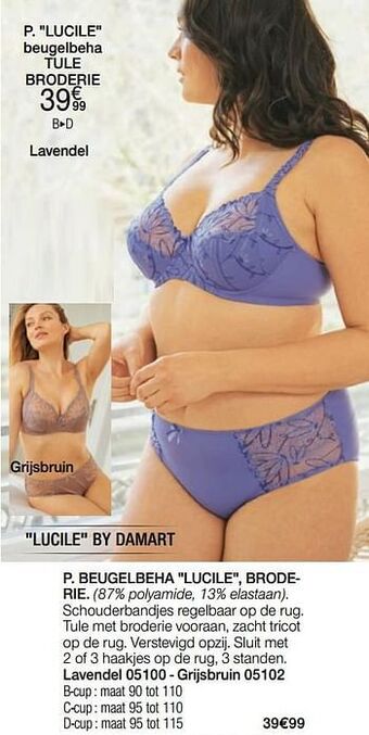 Damart Lucile beugelbeha tule broderie aanbieding