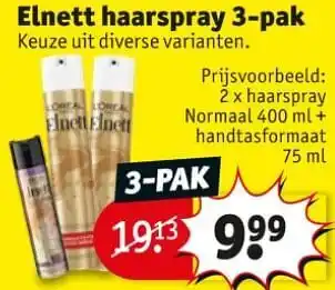 Elnett haarspray Haarspray 3-PAK normaal 400 ml + handtasformaat 75 ml