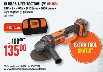 HandyHome Black + decker haakse slijper bcg720m1-qw op accu aanbieding
