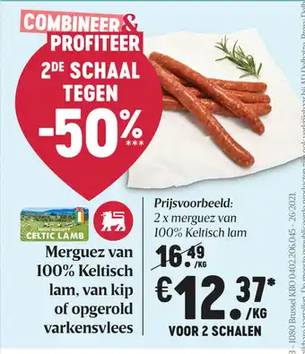 Delhaize Merguez van 100% Keltisch lam, van kip of opgerold varkensvlees aanbieding