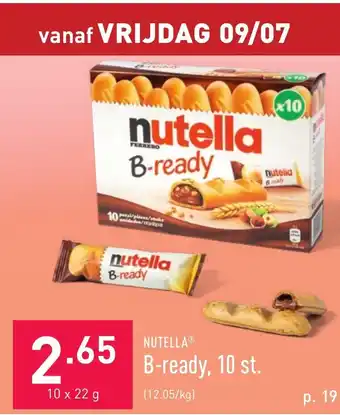 ALDI Nutella b-ready, 10 st. 22g aanbieding