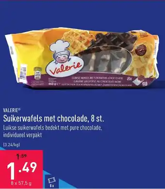 ALDI Suikerwafels met chocolade, 8 st. 57.5g aanbieding