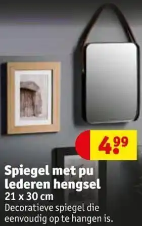 Kruidvat Spiegel met pu lederen hengsel 21 x 30 cm aanbieding