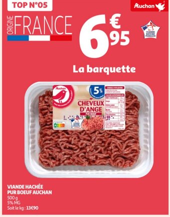 Auchan Viande Hachee Pur Boeuf Auchan 500g aanbieding