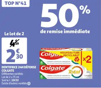 Colgate Dentifrice 24H Defense 2 x 75ml