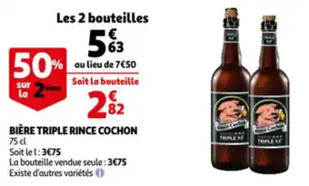 Auchan Biere Triple Rince Cochon 75cl aanbieding