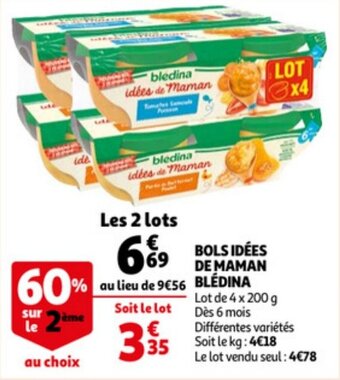 Auchan Bols Idees De Maman Bledina 4 x 200g aanbieding