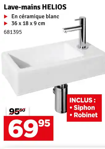 Lave-Mains Helios En Ceramique Blanc 36 x 18 x 9cm