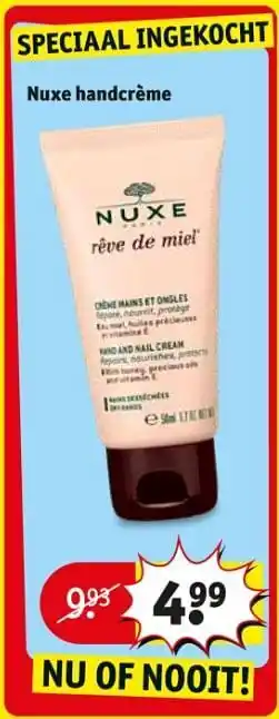 Kruidvat Nuxe handcrème aanbieding