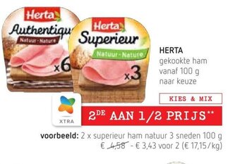 Spar Colruyt Herta Gekookte Ham aanbieding