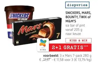 Snickers, Mars , Bounty, Twix of M&M's Ice Bar of Pint