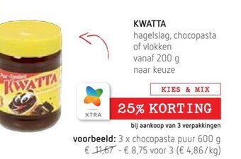 Spar Colruyt Kwatta Hagelslag, Chocopasta of Vlokken 3 x Chocopasta Puur 600g aanbieding