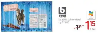 Spar Colruyt Boni Kat Sticks Zalm en Forel 10 Stuks aanbieding