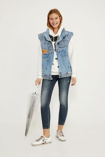 Desigual Iconic denim jack met Mickey Mouse - Zwart - BLACK - XS aanbieding