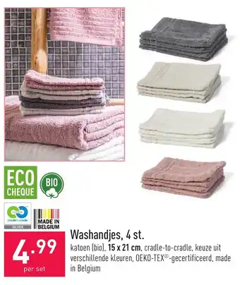 Washandjes, 4 st. 15x21cm