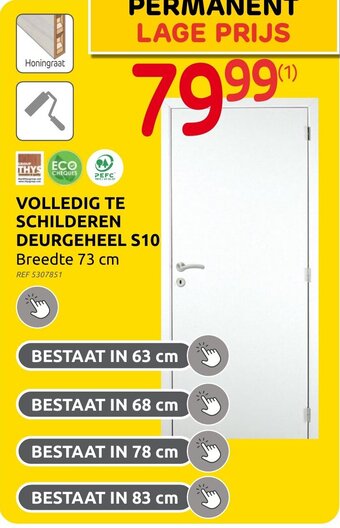 Brico Volledig Te Schilderen Deurgeheel S10 Breedte 73cm aanbieding
