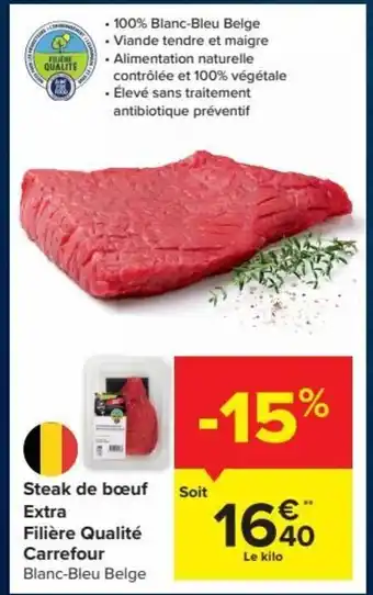 Carrefour Steak de boeuf Extra Filiere Qualite aanbieding