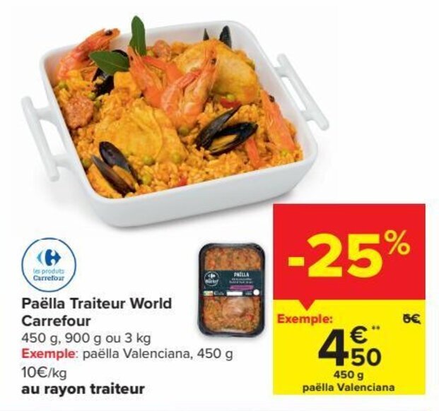 Paella Traiteur World 450g promotie bij Carrefour