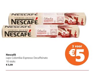 Colruyt Nescafe Caps Colombia Espresso Decaffeinato 10 Stuks aanbieding