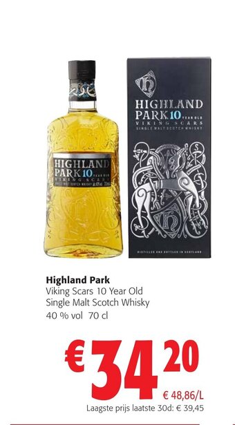 Colruyt Highland Park Viking Scars 10 Year Old Single Malt Scotch Whisky 40% vol 70 cl aanbieding