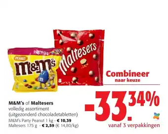 Colruyt M&M's of Maltesers 1kg/175g aanbieding