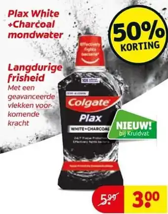 Kruidvat Plax white +charcoal mondwater aanbieding