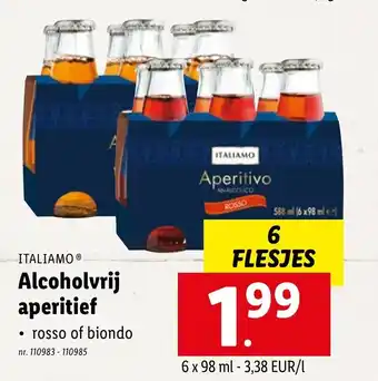 Lidl Italiamo alcoholvrij aperitief 6 flesjes aanbieding