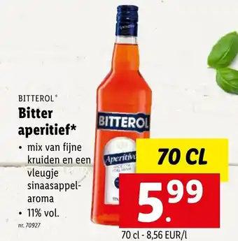 Lidl Bitterol bitter aperitief 70cl aanbieding