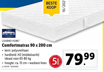 Lidl Livarno Home comfortmatras 90x200cm aanbieding