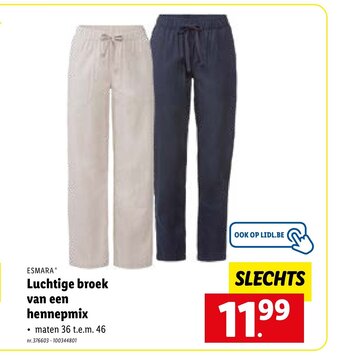 Lidl Luchtige broek van een hennepmix aanbieding