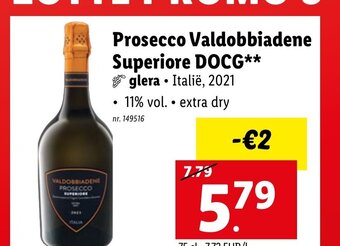 Lidl Prosecco valdobbiadene superiore DOCG aanbieding