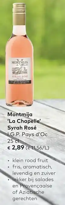 Bio Planet Montmija 'La Chapelle' Syrah Rose aanbieding