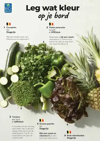 Bio Planet Courgette Dagprijs, Platte peterselie, Tuinkers, Groene paprika, Rode eikenbladsla aanbieding