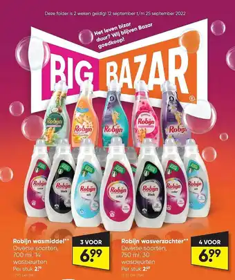 Big Bazar Robijn wasmiddel, robijn wasverzachter aanbieding